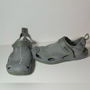 Crocs Swiftwater Wave Sandals Green Mesh Slip On Water Shoes Men's